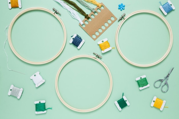 набор для вышивания с нитками и пяльцами